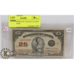 1923 DOMINION OF CANADA 25 CENT SHINPLASTER
