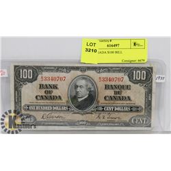 1937 CANADA $100 BILL