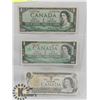 Image 1 : LOT OF 3 CANADA $1 BILLS 1973, 1954, 1967 NO S/N