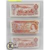 Image 1 : LOT OF 3 CANADA $2 BILLS 1974