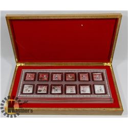12 SQUARE CHINESE RABBIT COINS WITH CASE