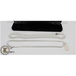 2PC SILVER PLATED PEARL 18" CHAINS.