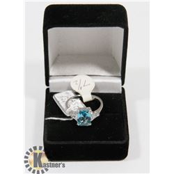 NEW STERLING SILVER BLUE CUBIC STONE RING SIZE 7.5