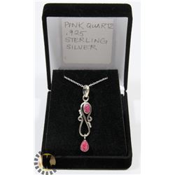 #49-PINK QUARTZ PENDANT NECKLACE