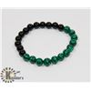 Image 1 : #41-NATURAL MALACHITE & BLACK AGATE BEAD BRACELET