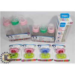 BAG OF ASSORTED BAGY ITEMS INCLUDING BOTTLES