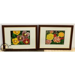 LOT OF TWO FRAMED DOUBLE MATTED FLOWER THEME
