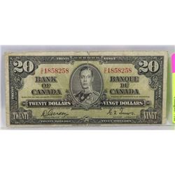 1937 CANADIAN $20 BILL.