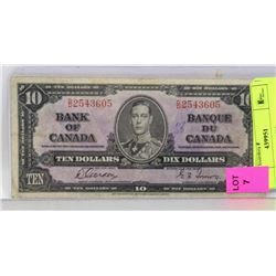 1937 CANADIAN $10 BILL