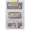 Image 1 : LOT OF 3 CANADIAN 10 DOLLAR BILLS - 1954, 1971 AND