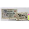 Image 1 : LOT OF 2 GERMAN BANK NOTES - 5 MARKS 1914, 100