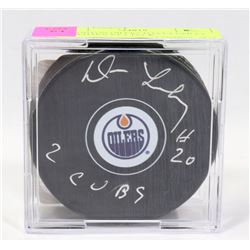 EDMONTON OILERS DAVE LUMLEY SIGNED HOCKEY PUCK