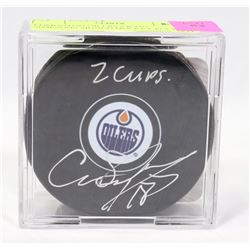 EDMONTON OILERS CRAIG SIMPSONS SIGNED HOCKEY PUCK