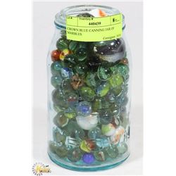 CROWN BLUE CANNING JAR OF MARBLES
