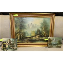 3 SIGNED JOHN G. MARTIN OIL ON CANVAS PAINTINGS -