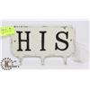 Image 1 : CAST IRON "HIS" WALL HANGING KEY HOLDER - 8"X4"