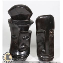 PAIR OF HAND CARVED EBONY WOOD STATUES.