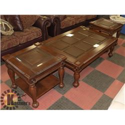COFFEE & END TABLE SET WITH GLASS PROTECTION TOPS,