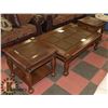 Image 1 : COFFEE & END TABLE SET WITH GLASS PROTECTION TOPS,