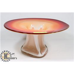 14" GLASS ORANGE/WHITE VORTEX CENTREPIECE