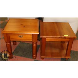 LOT OF 2 PINE END TABLES (24X24X24, 24X24X22)
