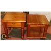 Image 1 : LOT OF 2 PINE END TABLES (24X24X24, 24X24X22)