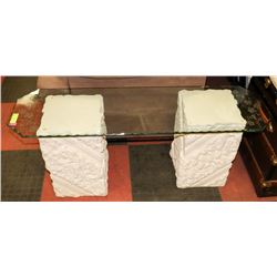 COFFEE TABLE WITH GLASS TOP (48"X14"X19")