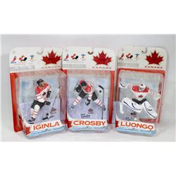LOT OF 3 ASST TEAM CANADA PLAYER FIGURES.