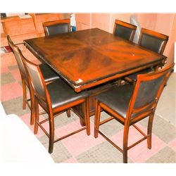 BARHEIGHT TABLE (48"X55"X36.5") WITH 6 CHAIRS.