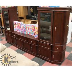 3PC LIVING ROOM GLASS DOOR AND WOOD CABINETS,