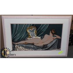 PETIT POINT FRAMED NUDE.
