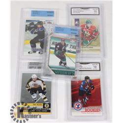 BIN OF 5-SOME GRADED HOCKEY CARDS