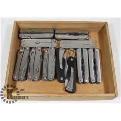 FLAT OF 11 LEATHERMAN KNIVES