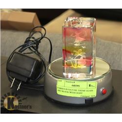 FAIRIES IN NATURE THEME GLASS ART BLOCK WITH LIGHT