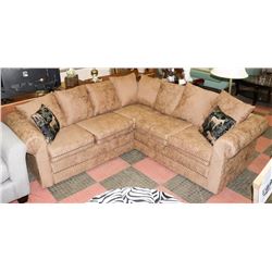 ANIMAL PRINT FABRIC SECTIONAL WITH ACCENT CUSHIONS