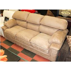 BROWN MICROFIBRE PLUSH 83" SOFA.