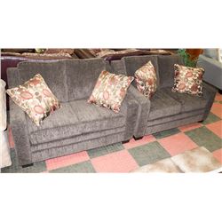 PAIR OF CHARCOAL GREY FABRIC 56" LOVE SEATS WITH