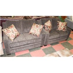 PAIR OF CHARCOAL GREY FABRIC 56" LOVE SEATS WITH