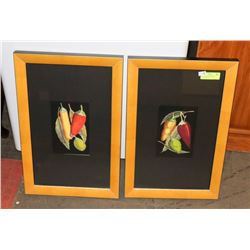LOT OF 2 FRAMED PEPPERS PICTURES 15" X 22",