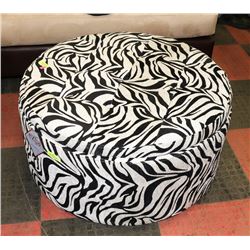 ZEBRA FABRIC PRINT STORAGE OTTOMAN.