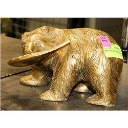 BRASS BEAR WITH FISH DECOR