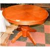 Image 1 : ROUND WOOD PEDESTAL KITCHEN TABLE (42"X30").