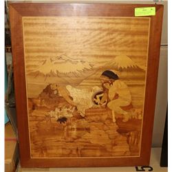 NATIVE WOOD PICTURE FROM KITMAT BC 23" TALL X 19"