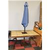 Image 1 : TILE TOP PATIO TABLE WITH PATIO UMBRELLA AND STAND