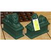 Image 1 : PAIR OF LIONS BOOK ENDS- GREEN