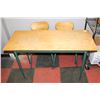 Image 1 : WOOD AND METAL DESK (44"X20"X30.5") WITH 2 CHAIRS