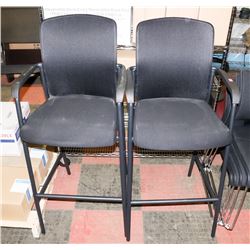 PAIR OF MESH BACK FABRIC BAR HEIGHT STOOLS