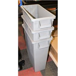 STACK OF 3 GREY WASTE BINS