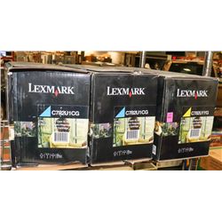 LOT OF 3 LEXMARK C782U1 YELLOW AND CYAN PRINT