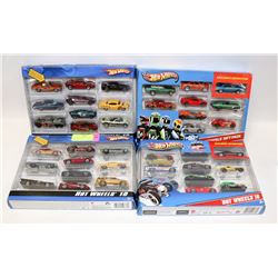 LOT OF 4 HOTWHEELS 10 SETS WITH EXCLUSIVES.